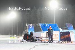 26.11.2022, Kontiolahti, Finland (FIN): Event Feature: Infront technicians at work - IBU World Cup Biathlon, training, Kontiolahti (FIN). www.nordicfocus.com. © Manzoni/NordicFocus. Every downloaded picture is fee-liable.