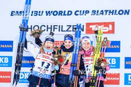10.12.2022, Hochfilzen, Austria (AUT): Ingrid Landmark Tandrevold (NOR), Julia Simon (FRA), Marketa Davidova (CZE), (l-r) -  IBU World Cup Biathlon, pursuit women, Hochfilzen (AUT). www.nordicfocus.com. © Manzoni/NordicFocus. Every downloaded picture is fee-liable.