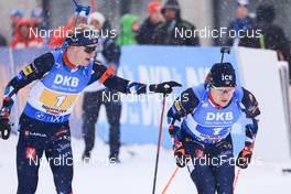 10.12.2022, Hochfilzen, Austria (AUT): Johannes Thingnes Boe (NOR), Vetle Sjaastad Christiansen (NOR), (l-r) -  IBU World Cup Biathlon, relay men, Hochfilzen (AUT). www.nordicfocus.com. © Manzoni/NordicFocus. Every downloaded picture is fee-liable.