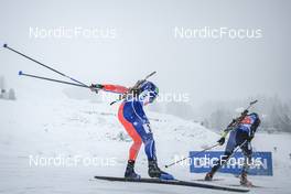 10.12.2022, Hochfilzen, Austria (AUT): Antonin Guigonnat (FRA), Justus Strelow (GER), (l-r) -  IBU World Cup Biathlon, relay men, Hochfilzen (AUT). www.nordicfocus.com. © Manzoni/NordicFocus. Every downloaded picture is fee-liable.