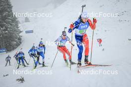 10.12.2022, Hochfilzen, Austria (AUT): Niklas Hartweg (SUI), Fabien Claude (FRA), (l-r) -  IBU World Cup Biathlon, relay men, Hochfilzen (AUT). www.nordicfocus.com. © Manzoni/NordicFocus. Every downloaded picture is fee-liable.