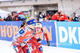 11.12.2022, Hochfilzen, Austria (AUT): Lisa Theresa Hauser (AUT), Julia Schwaiger (AUT), (l-r) -  IBU World Cup Biathlon, relay women, Hochfilzen (AUT). www.nordicfocus.com. © Manzoni/NordicFocus. Every downloaded picture is fee-liable.