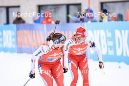 11.12.2022, Hochfilzen, Austria (AUT): Lena Haecki-Gross (SUI), Lea Meier (SUI), (l-r) -  IBU World Cup Biathlon, relay women, Hochfilzen (AUT). www.nordicfocus.com. © Manzoni/NordicFocus. Every downloaded picture is fee-liable.