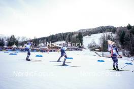 18.12.2022, Annecy-Le Grand Bornand, France (FRA): Sturla Holm Laegreid (NOR), Vetle Sjaastad Christiansen (NOR), Johannes Dale (NOR), (l-r) -  IBU World Cup Biathlon, mass men, Annecy-Le Grand Bornand (FRA). www.nordicfocus.com. © Thibaut/NordicFocus. Every downloaded picture is fee-liable.