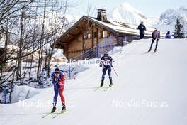 18.12.2022, Annecy-Le Grand Bornand, France (FRA): Quentin Fillon Maillet (FRA), Johannes Dale (NOR), (l-r) -  IBU World Cup Biathlon, mass men, Annecy-Le Grand Bornand (FRA). www.nordicfocus.com. © Thibaut/NordicFocus. Every downloaded picture is fee-liable.
