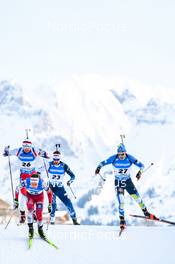 18.12.2022, Annecy-Le Grand Bornand, France (FRA): Timofei Lapshin (KOR), Felix Leitner (AUT), Olli Hiidensalo (FIN), Artem Pryma (UKR), (l-r) -  IBU World Cup Biathlon, mass men, Annecy-Le Grand Bornand (FRA). www.nordicfocus.com. © Authamayou/NordicFocus. Every downloaded picture is fee-liable.