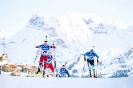 18.12.2022, Annecy-Le Grand Bornand, France (FRA): Felix Leitner (AUT), Artem Pryma (UKR), (l-r) -  IBU World Cup Biathlon, mass men, Annecy-Le Grand Bornand (FRA). www.nordicfocus.com. © Authamayou/NordicFocus. Every downloaded picture is fee-liable.