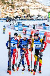 18.12.2022, Annecy-Le Grand Bornand, France (FRA): Fabien Claude (FRA), Emilien Claude (FRA), Florent Claude (BEL), (l-r) -  IBU World Cup Biathlon, mass men, Annecy-Le Grand Bornand (FRA). www.nordicfocus.com. © Authamayou/NordicFocus. Every downloaded picture is fee-liable.