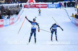 18.12.2022, Annecy-Le Grand Bornand, France (FRA): Johannes Dale (NOR), Sturla Holm Laegreid (NOR), (l-r) -  IBU World Cup Biathlon, mass men, Annecy-Le Grand Bornand (FRA). www.nordicfocus.com. © Authamayou/NordicFocus. Every downloaded picture is fee-liable.