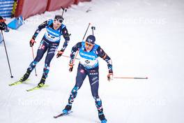 18.12.2022, Annecy-Le Grand Bornand, France (FRA): Johannes Dale (NOR), Vetle Sjaastad Christiansen (NOR), (l-r) -  IBU World Cup Biathlon, mass men, Annecy-Le Grand Bornand (FRA). www.nordicfocus.com. © Thibaut/NordicFocus. Every downloaded picture is fee-liable.