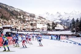 18.12.2022, Annecy-Le Grand Bornand, France (FRA): Olli Hiidensalo (FIN), Sebastian Stalder (SUI), Emilien Claude (FRA), Timofei Lapshin (KOR), Sean Doherty (USA), Tuomas Harjula (FIN), Artem Pryma (UKR), (l-r) -  IBU World Cup Biathlon, mass men, Annecy-Le Grand Bornand (FRA). www.nordicfocus.com. © Thibaut/NordicFocus. Every downloaded picture is fee-liable.