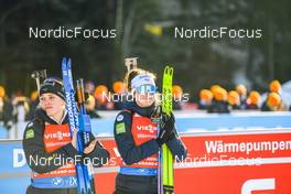18.12.2022, Annecy-Le Grand Bornand, France (FRA): Sophie Chauveau (FRA), Lou Jeanmonnot (FRA), (l-r)  -  IBU World Cup Biathlon, mass women, Annecy-Le Grand Bornand (FRA). www.nordicfocus.com. © Authamayou/NordicFocus. Every downloaded picture is fee-liable.