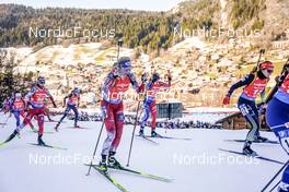 18.12.2022, Annecy-Le Grand Bornand, France (FRA): Anna Gandler (AUT), Lisa Theresa Hauser (AUT), Vanessa Voigt (GER), (l-r) -  IBU World Cup Biathlon, mass women, Annecy-Le Grand Bornand (FRA). www.nordicfocus.com. © Thibaut/NordicFocus. Every downloaded picture is fee-liable.