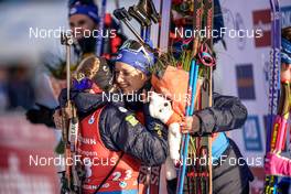 18.12.2022, Annecy-Le Grand Bornand, France (FRA): Sophie Chauveau (FRA), Anais Chevalier-Bouchet (FRA), (l-r) -  IBU World Cup Biathlon, mass women, Annecy-Le Grand Bornand (FRA). www.nordicfocus.com. © Thibaut/NordicFocus. Every downloaded picture is fee-liable.