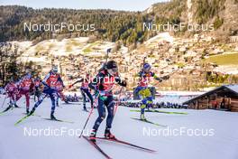 18.12.2022, Annecy-Le Grand Bornand, France (FRA): Mari Eder (FIN), Dorothea Wierer (ITA), Anna Magnusson (SWE), (l-r) -  IBU World Cup Biathlon, mass women, Annecy-Le Grand Bornand (FRA). www.nordicfocus.com. © Thibaut/NordicFocus. Every downloaded picture is fee-liable.