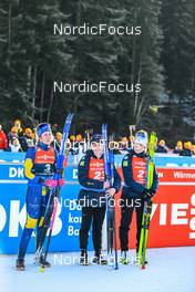 18.12.2022, Annecy-Le Grand Bornand, France (FRA): Elvira Oeberg (SWE), Sophie Chauveau (FRA), Lou Jeanmonnot (FRA), (l-r), (l-r) -  IBU World Cup Biathlon, mass women, Annecy-Le Grand Bornand (FRA). www.nordicfocus.com. © Authamayou/NordicFocus. Every downloaded picture is fee-liable.