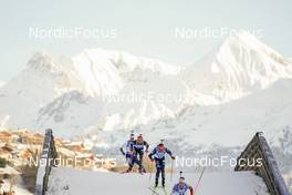 17.12.2022, Annecy-Le Grand Bornand, France (FRA): Olli Hiidensalo (FIN), David Zobel (GER), Philipp Horn (GER), (l-r) -  IBU World Cup Biathlon, pursuit men, Annecy-Le Grand Bornand (FRA). www.nordicfocus.com. © Thibaut/NordicFocus. Every downloaded picture is fee-liable.