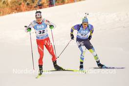 17.12.2022, Annecy-Le Grand Bornand, France (FRA): Joscha Burkhalter (SUI), Anton Dudchenko (UKR), (l-r) -  IBU World Cup Biathlon, pursuit men, Annecy-Le Grand Bornand (FRA). www.nordicfocus.com. © Thibaut/NordicFocus. Every downloaded picture is fee-liable.