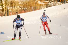 17.12.2022, Annecy-Le Grand Bornand, France (FRA): Pavel Magazeev (MDA), Serafin Wiestner (SUI), (l-r) -  IBU World Cup Biathlon, pursuit men, Annecy-Le Grand Bornand (FRA). www.nordicfocus.com. © Thibaut/NordicFocus. Every downloaded picture is fee-liable.