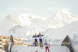 17.12.2022, Annecy-Le Grand Bornand, France (FRA): David Zobel (GER), Philipp Horn (GER), Felix Leitner (AUT), (l-r) -  IBU World Cup Biathlon, pursuit men, Annecy-Le Grand Bornand (FRA). www.nordicfocus.com. © Thibaut/NordicFocus. Every downloaded picture is fee-liable.