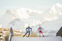 17.12.2022, Annecy-Le Grand Bornand, France (FRA): Daniele Fauner (ITA), Adam Runnalls (CAN), (l-r) -  IBU World Cup Biathlon, pursuit men, Annecy-Le Grand Bornand (FRA). www.nordicfocus.com. © Thibaut/NordicFocus. Every downloaded picture is fee-liable.