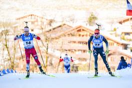 17.12.2022, Annecy-Le Grand Bornand, France (FRA): Felix Leitner (AUT), Johannes Kuehn (GER), (l-r) -  IBU World Cup Biathlon, pursuit men, Annecy-Le Grand Bornand (FRA). www.nordicfocus.com. © Authamayou/NordicFocus. Every downloaded picture is fee-liable.