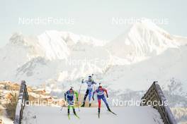17.12.2022, Annecy-Le Grand Bornand, France (FRA): Anton Vidmar (SLO), Rene Zahkna (EST), Michal Sima (SVK), (l-r) -  IBU World Cup Biathlon, pursuit men, Annecy-Le Grand Bornand (FRA). www.nordicfocus.com. © Thibaut/NordicFocus. Every downloaded picture is fee-liable.