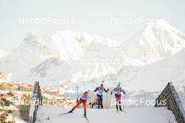 17.12.2022, Annecy-Le Grand Bornand, France (FRA): Sebastian Stalder (SUI), Philipp Horn (GER), Felix Leitner (AUT), (l-r) -  IBU World Cup Biathlon, pursuit men, Annecy-Le Grand Bornand (FRA). www.nordicfocus.com. © Thibaut/NordicFocus. Every downloaded picture is fee-liable.