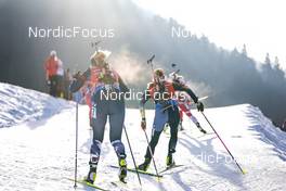 17.12.2022, Annecy-Le Grand Bornand, France (FRA): Karoline Offigstad Knotten (NOR), Sophia Schneider (GER), (l-r) -  IBU World Cup Biathlon, pursuit women, Annecy-Le Grand Bornand (FRA). www.nordicfocus.com. © Thibaut/NordicFocus. Every downloaded picture is fee-liable.