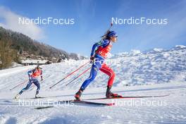 17.12.2022, Annecy-Le Grand Bornand, France (FRA): Karoline Erdal (NOR), Caroline Colombo (FRA), (l-r) -  IBU World Cup Biathlon, pursuit women, Annecy-Le Grand Bornand (FRA). www.nordicfocus.com. © Thibaut/NordicFocus. Every downloaded picture is fee-liable.