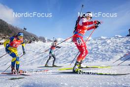17.12.2022, Annecy-Le Grand Bornand, France (FRA): Stina Nilsson (SWE), Hannah Auchentaller (ITA), Joanna Jakiela (POL), (l-r) -  IBU World Cup Biathlon, pursuit women, Annecy-Le Grand Bornand (FRA). www.nordicfocus.com. © Thibaut/NordicFocus. Every downloaded picture is fee-liable.