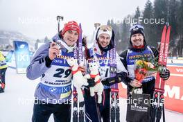 15.12.2022, Annecy-Le Grand Bornand, France (FRA): Benedikt Doll (GER), Sturla Holm Laegreid (NOR), Timofei Lapshin (KOR), (l-r) -  IBU World Cup Biathlon, sprint men, Annecy-Le Grand Bornand (FRA). www.nordicfocus.com. © Thibaut/NordicFocus. Every downloaded picture is fee-liable.