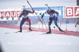 15.12.2022, Annecy-Le Grand Bornand, France (FRA): Eric Perrot (FRA), Robert Heldna (EST), (l-r) -  IBU World Cup Biathlon, sprint men, Annecy-Le Grand Bornand (FRA). www.nordicfocus.com. © Thibaut/NordicFocus. Every downloaded picture is fee-liable.