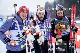 15.12.2022, Annecy-Le Grand Bornand, France (FRA): Benedikt Doll (GER), Sturla Holm Laegreid (NOR), Timofei Lapshin (KOR), (l-r) -  IBU World Cup Biathlon, sprint men, Annecy-Le Grand Bornand (FRA). www.nordicfocus.com. © Thibaut/NordicFocus. Every downloaded picture is fee-liable.