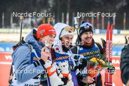 15.12.2022, Annecy-Le Grand Bornand, France (FRA): Benedikt Doll (GER), Sturla Holm Laegreid (NOR), Timofei Lapshin (KOR), (l-r), (l-r) -  IBU World Cup Biathlon, sprint men, Annecy-Le Grand Bornand (FRA). www.nordicfocus.com. © Authamayou/NordicFocus. Every downloaded picture is fee-liable.