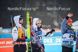 15.12.2022, Annecy-Le Grand Bornand, France (FRA): Johannes Thingnes Boe (NOR), Sturla Holm Laegreid (NOR), Benedikt Doll (GER), (l-r), (l-r) -  IBU World Cup Biathlon, sprint men, Annecy-Le Grand Bornand (FRA). www.nordicfocus.com. © Authamayou/NordicFocus. Every downloaded picture is fee-liable.