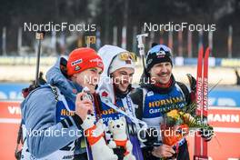 15.12.2022, Annecy-Le Grand Bornand, France (FRA): Benedikt Doll (GER), Sturla Holm Laegreid (NOR), Timofei Lapshin (KOR) -  IBU World Cup Biathlon, sprint men, Annecy-Le Grand Bornand (FRA). www.nordicfocus.com. © Authamayou/NordicFocus. Every downloaded picture is fee-liable.