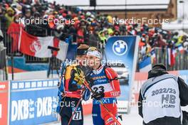 15.12.2022, Annecy-Le Grand Bornand, France (FRA): Johannes Thingnes Boe (NOR), Emilien Jacquelin (FRA), (l-r) -  IBU World Cup Biathlon, sprint men, Annecy-Le Grand Bornand (FRA). www.nordicfocus.com. © Authamayou/NordicFocus. Every downloaded picture is fee-liable.