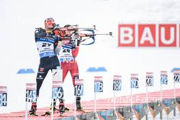 15.12.2022, Annecy-Le Grand Bornand, France (FRA): Benedikt Doll (GER), Felix Leitner (AUT), (l-r) -  IBU World Cup Biathlon, sprint men, Annecy-Le Grand Bornand (FRA). www.nordicfocus.com. © Authamayou/NordicFocus. Every downloaded picture is fee-liable.