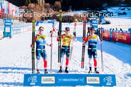 01.01.2022, Oberstdorf, Germany (GER): Erik Valnes (NOR), Johannes Hoesflot Klaebo (NOR), Paal Golberg (NOR), (l-r)  - FIS world cup cross-country, tour de ski, individual sprint, Oberstdorf (GER). www.nordicfocus.com. © Modica/NordicFocus. Every downloaded picture is fee-liable.
