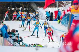 04.01.2022, Val di Fiemme, Italy (ITA): Hugo Lapalus (FRA), Jonas Baumann (SUI), Martin Loewstroem Nyenget (NOR), (l-r)  - FIS world cup cross-country, tour de ski, final climb men, Val di Fiemme (ITA). www.nordicfocus.com. © Modica/NordicFocus. Every downloaded picture is fee-liable.