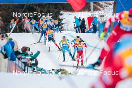 04.01.2022, Val di Fiemme, Italy (ITA): Andrey Melnichenko (RUS), Hugo Lapalus (FRA), Martin Loewstroem Nyenget (NOR), (l-r)  - FIS world cup cross-country, tour de ski, final climb men, Val di Fiemme (ITA). www.nordicfocus.com. © Modica/NordicFocus. Every downloaded picture is fee-liable.