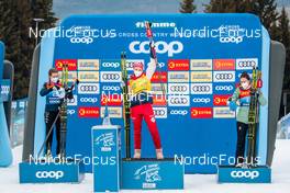 04.01.2022, Val di Fiemme, Italy (ITA): Ebba Andersson (SWE), Natalia Nepryaeva (RUS), Heidi Weng (NOR), (l-r) - FIS world cup cross-country, tour de ski, final climb women, Val di Fiemme (ITA). www.nordicfocus.com. © Modica/NordicFocus. Every downloaded picture is fee-liable.