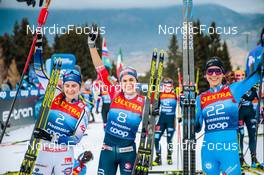 04.01.2022, Val di Fiemme, Italy (ITA): Ebba Andersson (SWE), Heidi Weng (NOR), Delphine Claudel (FRA), (l-r)  - FIS world cup cross-country, tour de ski, final climb women, Val di Fiemme (ITA). www.nordicfocus.com. © Modica/NordicFocus. Every downloaded picture is fee-liable.