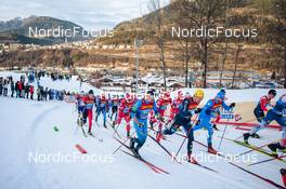03.01.2022, Val di Fiemme, Italy (ITA): Track atmosphere: start of menÕs race  - FIS world cup cross-country, tour de ski, mass men, Val di Fiemme (ITA). www.nordicfocus.com. © Modica/NordicFocus. Every downloaded picture is fee-liable.