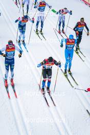 03.01.2022, Val di Fiemme, Italy (ITA): Ville Ahonen (FIN), Remi Lindholm (FIN), Oskar Svensson (SWE), Adam Fellner (CZE), Martin Coradazzi (ITA), Albert Kuchler (GER), (l-r)  - FIS world cup cross-country, tour de ski, mass men, Val di Fiemme (ITA). www.nordicfocus.com. © Modica/NordicFocus. Every downloaded picture is fee-liable.