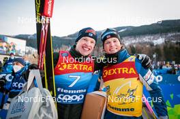 03.01.2022, Val di Fiemme, Italy (ITA): Iivo Niskanen (FIN), Johannes Hoesflot Klaebo (NOR), (l-r)  - FIS world cup cross-country, tour de ski, mass men, Val di Fiemme (ITA). www.nordicfocus.com. © Modica/NordicFocus. Every downloaded picture is fee-liable.