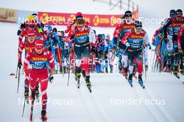 03.01.2022, Val di Fiemme, Italy (ITA): Denis Spitsov (RUS), Erik Valnes (NOR), Sjur Roethe (NOR), (l-r)  - FIS world cup cross-country, tour de ski, mass men, Val di Fiemme (ITA). www.nordicfocus.com. © Modica/NordicFocus. Every downloaded picture is fee-liable.