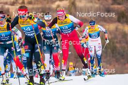 03.01.2022, Val di Fiemme, Italy (ITA): Heidi Weng (NOR), Tiril Udnes Weng (NOR), Teresa Stadlober (AUT), (l-r)  - FIS world cup cross-country, tour de ski, mass women, Val di Fiemme (ITA). www.nordicfocus.com. © Modica/NordicFocus. Every downloaded picture is fee-liable.