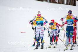 03.01.2022, Val di Fiemme, Italy (ITA): Johanna Hagstroem (SWE), Ebba Andersson (SWE), Kerttu Niskanen (FIN), (l-r)  - FIS world cup cross-country, tour de ski, mass women, Val di Fiemme (ITA). www.nordicfocus.com. © Modica/NordicFocus. Every downloaded picture is fee-liable.